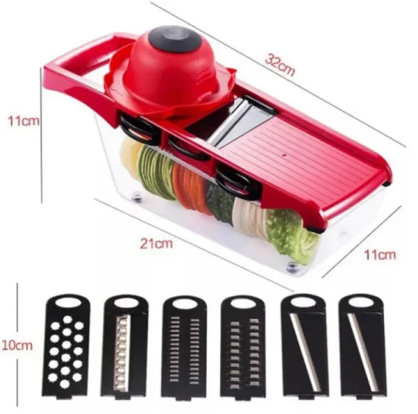 10 In 1 Mandolin Slicer Vegetable Cutter With Stainless Steel Blade Manual Potato Peeler Carrot Cheese Grater Nicer Kitchen Tool – Mandolin Vegetable Cutter – Red Color