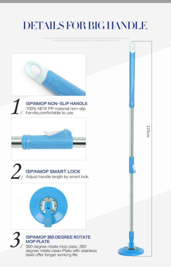 360 Degree Rotating Spin Mop – Original Replacement Parts For Home, Kitchen & Bathroom Cleaning Spin Mop