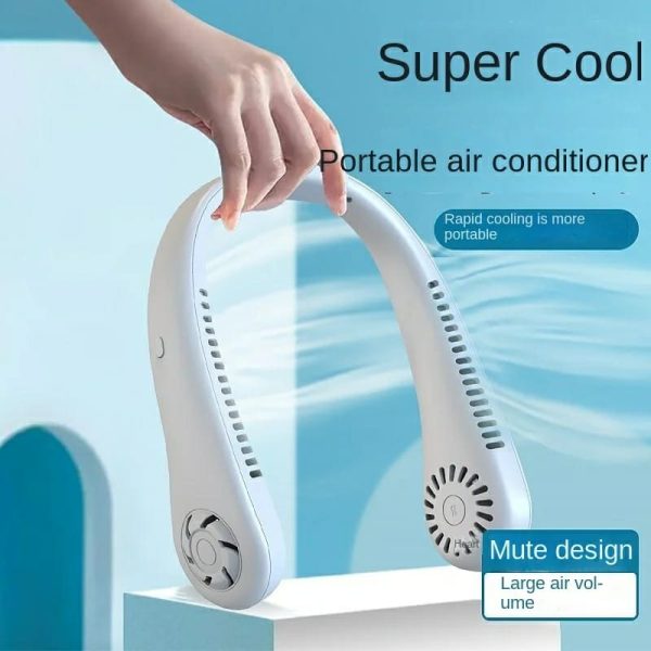 Neck Fan Portable Bladeless Neck Fans Portable Hanging Neck Fan Micro Cooling Strong Fan 360° Bladeless Hanging Neck Fan Rechargeable Usb Mini Neck Fan For Kitchen Outdoor Travel For Summer Sports