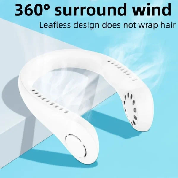 Neck Fan Portable Bladeless Neck Fans Portable Hanging Neck Fan Micro Cooling Strong Fan 360° Bladeless Hanging Neck Fan Rechargeable Usb Mini Neck Fan For Kitchen Outdoor Travel For Summer Sports