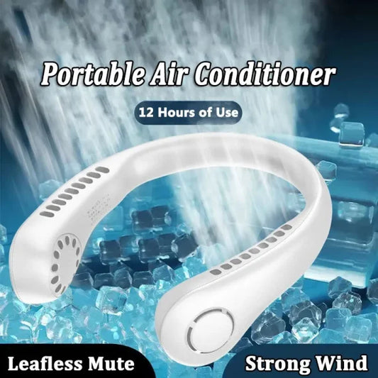 Neck Fan Portable Bladeless Neck Fans Portable Hanging Neck Fan Micro Cooling Strong Fan 360° Bladeless Hanging Neck Fan Rechargeable Usb Mini Neck Fan For Kitchen Outdoor Travel For Summer Sports