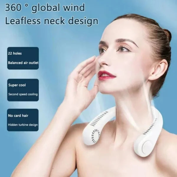 Neck Fan Portable Bladeless Neck Fans Portable Hanging Neck Fan Micro Cooling Strong Fan 360° Bladeless Hanging Neck Fan Rechargeable Usb Mini Neck Fan For Kitchen Outdoor Travel For Summer Sports
