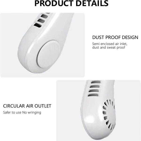 Neck Fan Portable Bladeless Neck Fans Portable Hanging Neck Fan Micro Cooling Strong Fan 360° Bladeless Hanging Neck Fan Rechargeable Usb Mini Neck Fan For Kitchen Outdoor Travel For Summer Sports