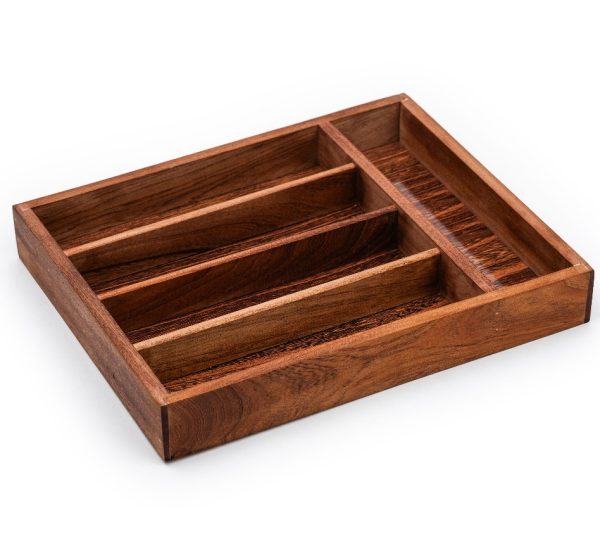 Wood Utensil Holder & Flatware Organizer Tray For Dining And Kitchen Use | Wooden Cutlery Rest Wood | Wooden Cutlery Rest Tray
