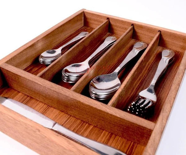 Wood Utensil Holder & Flatware Organizer Tray For Dining And Kitchen Use | Wooden Cutlery Rest Wood | Wooden Cutlery Rest Tray